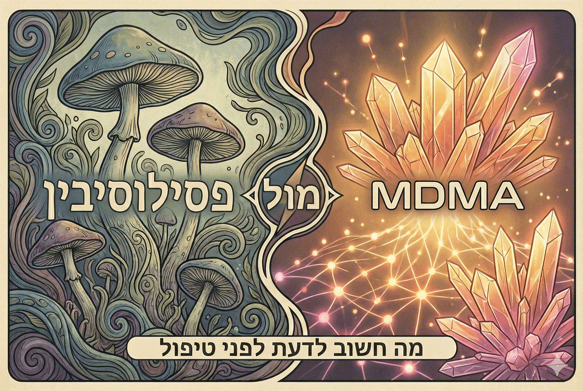 טיפול בפטריות פסילוסיבין או ב-MDMA: מה ההבדלים ומה חשוב לדעת לפני שיוצאים לדרך