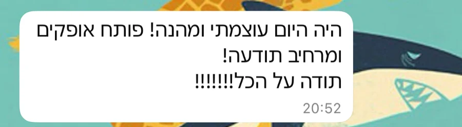 הודעת תודה ממשתתפ.ת בסדנת השחרור של דנה לרר ובן נובק